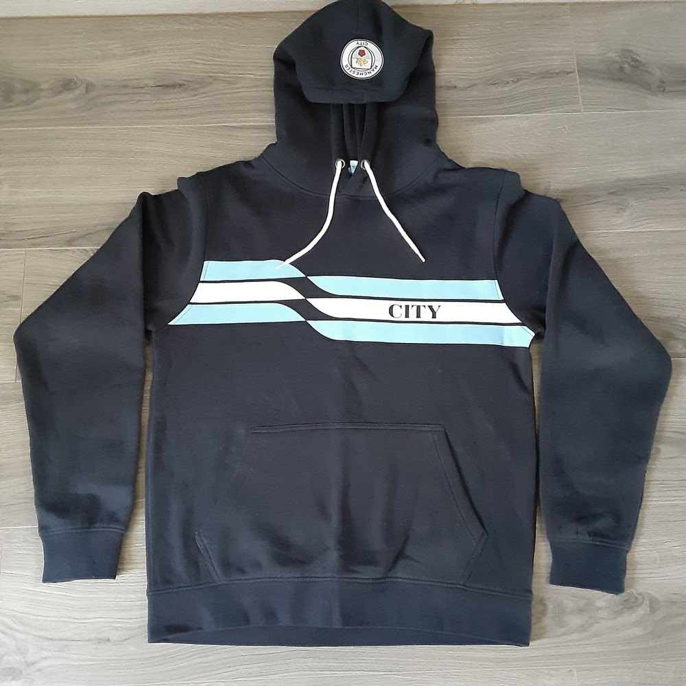 Manchester City FC Mens Open Air Pullover Hoodie Navy Blue Sweatshirt Large